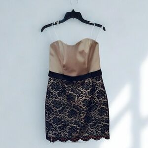 DaVinci Strapless Black and Cream Lace Dress